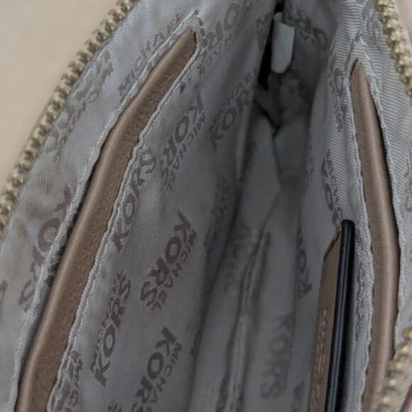 Michael Kors Fulton Leather Wristlet Mini Clutch BIG MK Shiny GOLD LOGO Brown - Picture 9 of 10